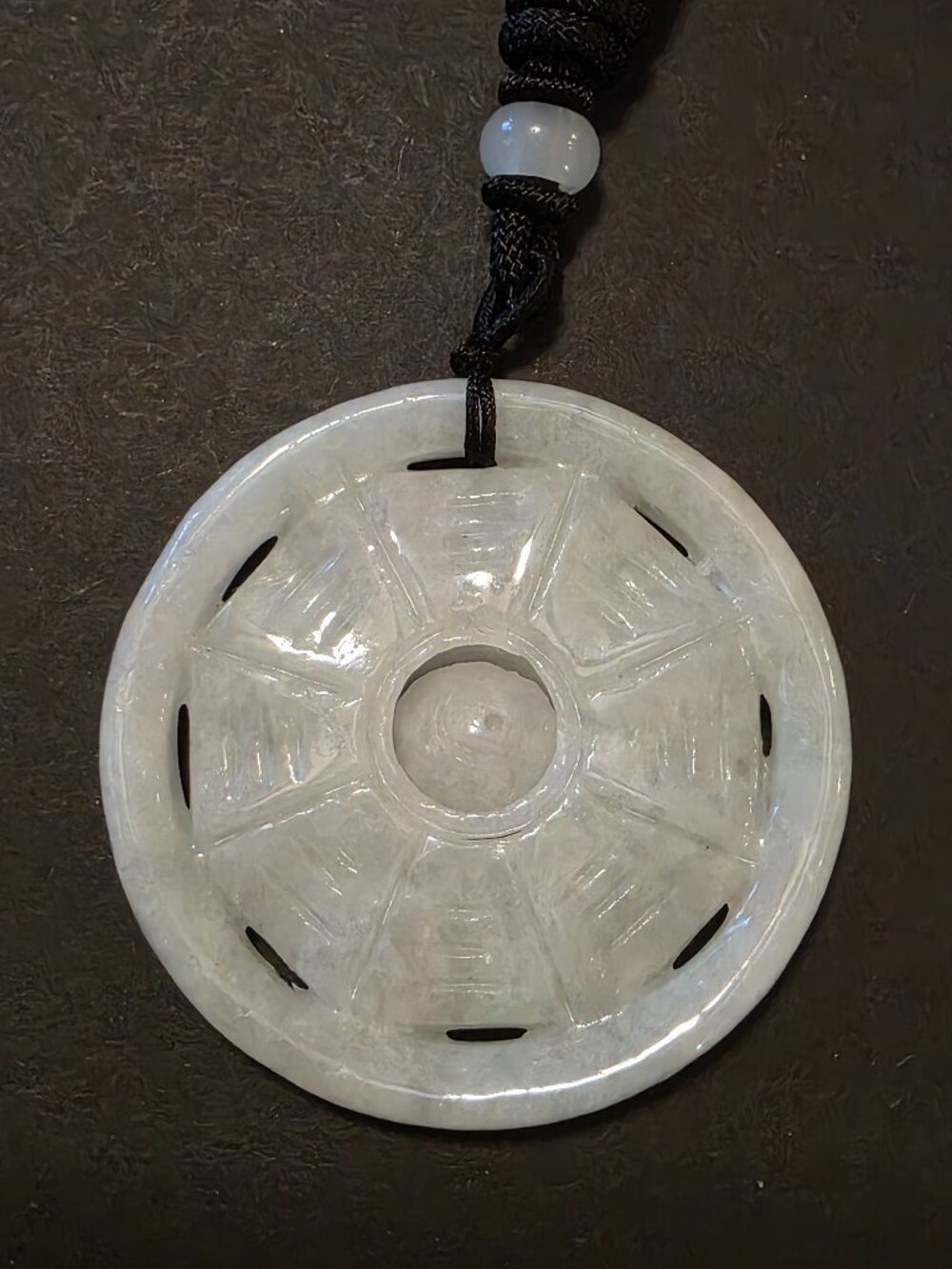 Natural Jadeite Jade Wheel of Dharma Necklace